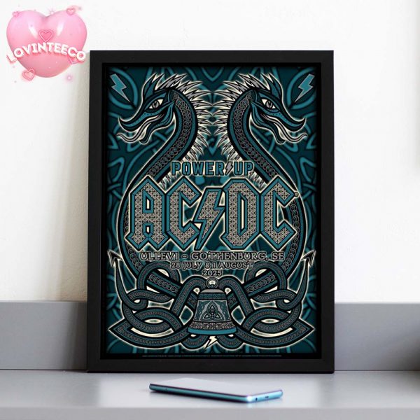 ACDC Power Up Poster At Ullevi In Gothenburg SE On 28 July And 1 August Featuring Twin Dragon Art 2025 Home Decor Poster Canvas