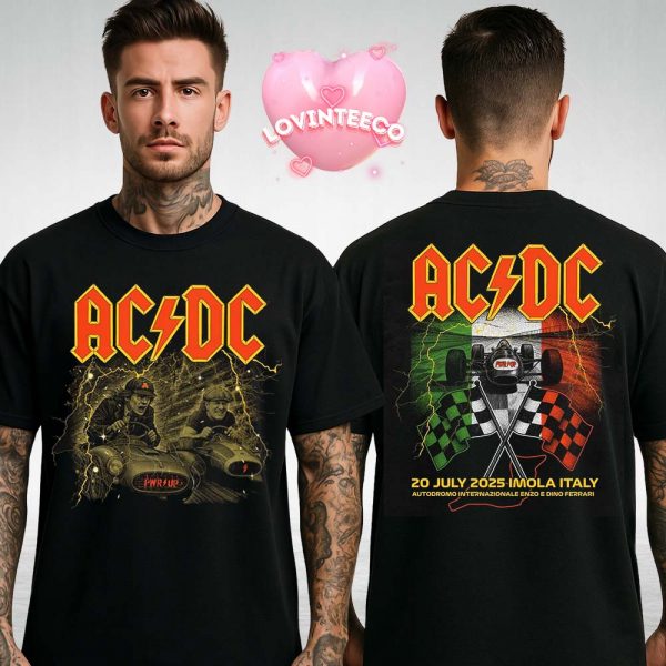 ACDC Power Up Tour 2025 ACDC Imola Italy Concert Racing Shirt July 2025 PWR UP Tour Tee Two Sides Unisex T-Shirt
