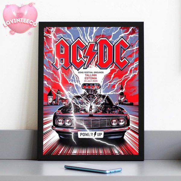 ACDC Tour Artwork At Song Festival Grounds In Tallinn Estonia On July 24 2025 Power Up Muscle Car Lightning Style Home Decor Poster Canvas