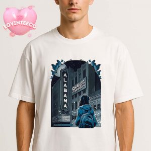 Alabama Shakes Music Poster At Coca Cola Amphitheater In Birmingham AL On July 26 2025 Night Street Scene With Girl And Butterflies Unisex T-Shirt