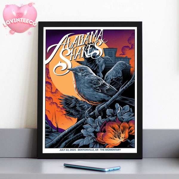 Alabama Shakes Poster In Bentonville AR At The Momentary On July 22 2025 Floral Bird Artwork Home Decor Poster Canvas