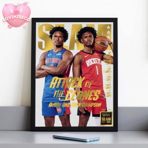 Amen And Ausar Thompson Twin NBA Poster On Slam Magazine Cover With Attack Of The Clones Headline 2024 Home Decor Poster Canvas