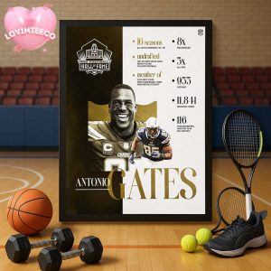 Antonio Gates NFL Pro Football Hall Of Fame Canton Ohio 2025 NFL Football Legend Home Decor Poster Canvas