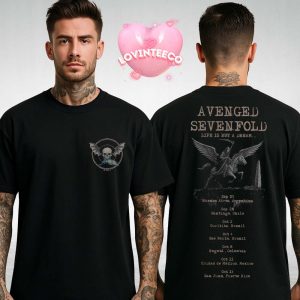 Avenged Sevenfold Life Is But A Dream Tour Shirt With Bat Skull And Winged Rider Art 2025 Two Sides Unisex T-Shirt