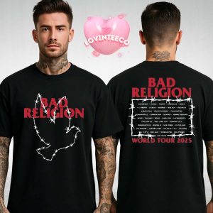 Bad Religion Barbed Dove Tour Shirt World Tour 2025 Punk Rock Band Tee With Back Print Concert Dates Graphic For Music Fans Two Sides Unisex T-Shirt