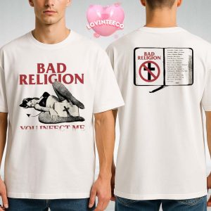 Bad Religion Infect Me Tour Shirt Punk Rock Graphic Tee With Vintage Pinup Girl And Crossbuster Logo Back Print 2025 Concert Merch Two Sides Unisex T-Shirt