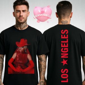 Beyonce Shirt On Cowboy Carter Tour In Los Angeles California 2025 Red Sequin Cowgirl Outfit Design All Over Print Shirt