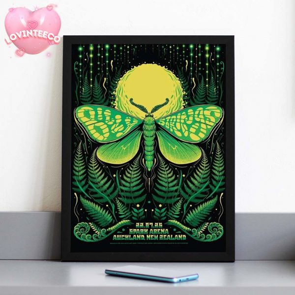 Billy Strings Poster In Auckland New Zealand With Psychedelic Moth And Fern Art July 23 2025 Home Decor Poster Canvas