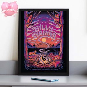 Billy Strings Poster Sydney Australia 2025 Campfire Sunset Psychedelic Folk Country Concert Art Kangaroo Koala Wildlife Scene Home Decor Poster Canvas