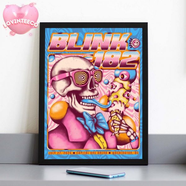 Blink 182 Live Show Poster At Capital One Arena In Washington DC On July 27 2024 Colorful Tour Artwork Home Decor Poster Canvas
