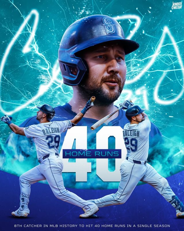 Cal Raleigh 40 Home Runs Poster MLB Record Sports Art 2025 Limited Edition