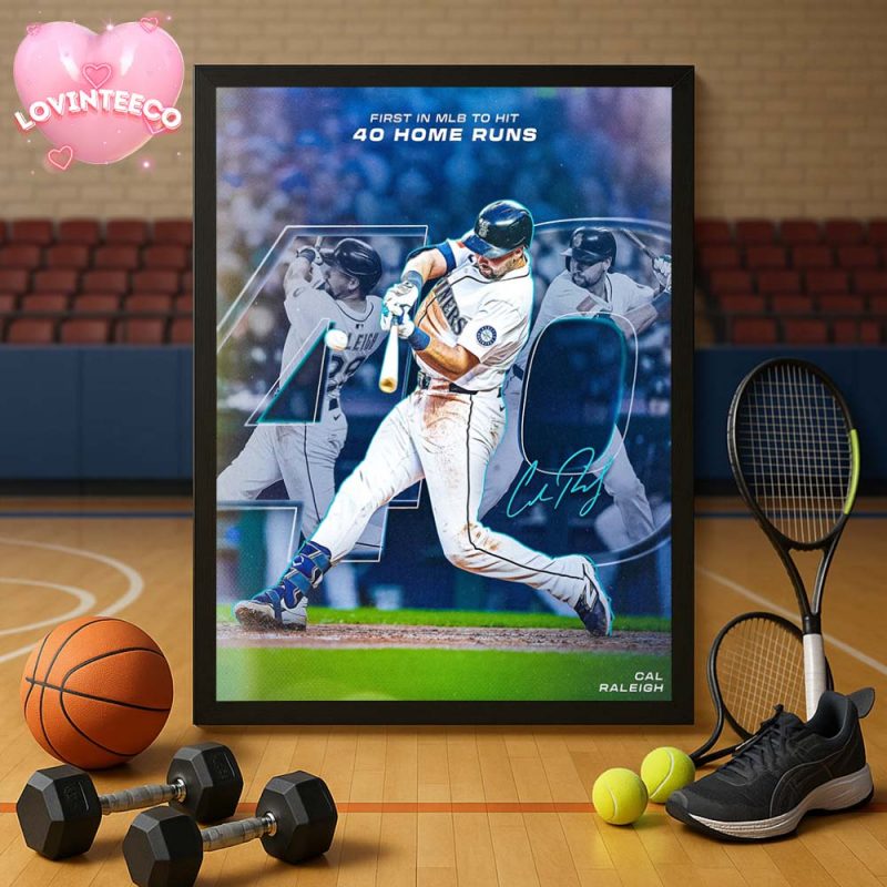 Cal Raleigh First Catcher 40 HR Poster Baseball Milestone Artwork 2025 Home Decor Poster Canvas