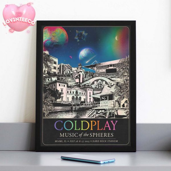 Coldplay Music Of The Spheres Art Print In Miami Florida On July 26 2025 Surreal City Planet Dreamscape Home Decor Poster Canvas