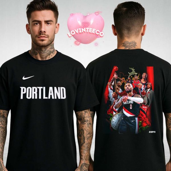 Damian Lillard Poster Trail Blazers Homecoming Portland NBA Season 2025 Basketball Art Career Tribute Wall Decor for Fans and Collectors Two Sides Unisex T-Shirt