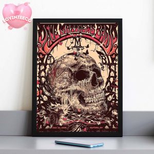 Dave Matthews Band Poster At Bank Of New Hampshire Pavilion In Gilford NH On July 22 2025 Skull Butterfly Artwork Home Decor Poster Canvas