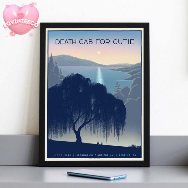 Death Cab For Cutie Live Show Print At Redding Civic Auditorium In Redding CA On July 25 2025 With Sunset Lake Scene Home Decor Poster Canvas