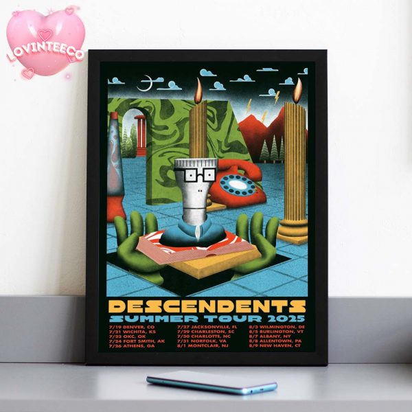 Descendents Summer Tour Poster 2025 With Retro Surrealist Artwork And US City Tour Dates Limited Edition Home Decor Poster Canvas