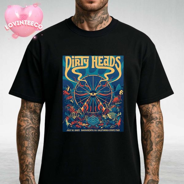 Dirty Heads Poster California State Fair 2025 Sacramento Underwater Psychedelic Wheel Eye Art Reggae Rock Concert Print for Collectors Unisex T-Shirt