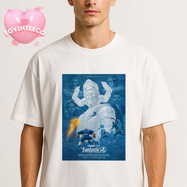 Fantastic Four First Steps Official Movie Artwork From Marvel Studios Releasing On July 25 2025 Unisex T-Shirt