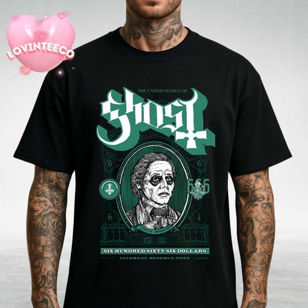 Ghost Skeleton Merch Design On Mummy Dust Dollar Bill 2025 With Papa Emeritus Money Theme Unisex T-Shirt