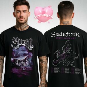 Ghost Skeleton T-Shirt World Tour 2025 Skeletour Europe Map Artwork Metal Band Tee Two Sides Unisex T-Shirt