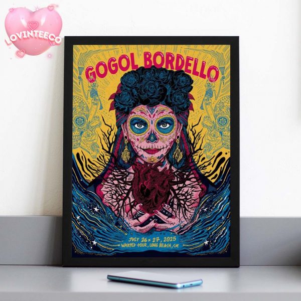 Gogol Bordello Live Show Poster At Warped Tour In Long Beach CA With Day Of The Dead Theme July 26 2025 Home Decor Poster Canvas
