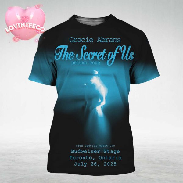 Gracie Abrams Tour Poster At Budweiser Stage In Toronto Ontario On July 26 2025 With Blue Spotlight Photography Aesthetic All Over Print Shirt