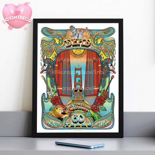 Grateful Dead Poster At Golden Gate Park In San Francisco California On August 1 2025 60 Year Anniversary Psychedelic Artwork Home Decor Poster Canvas