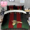 Gucci And Disney Mickey Mouse And Minnie Mouse Monogram Background Bedding Set
