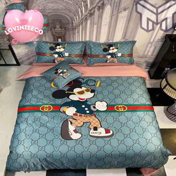 Gucci Mickey Mouse Fashion Luxury Brand Bedding Set Home Decor