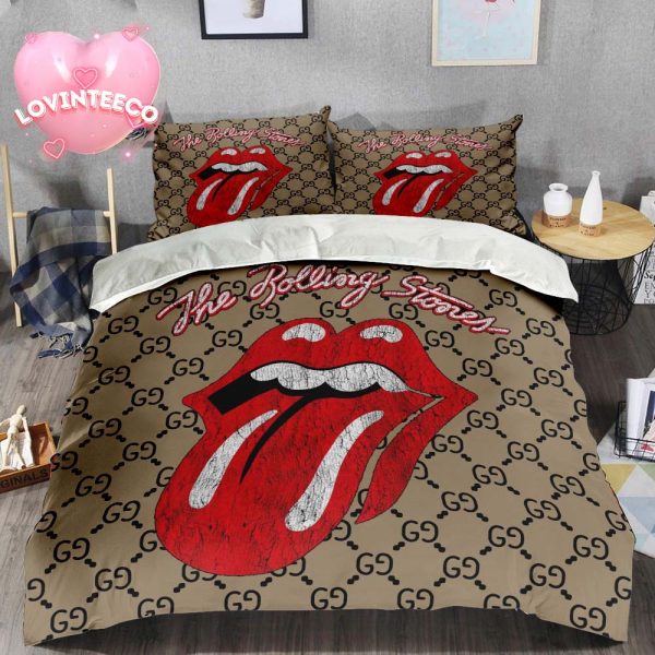 Gucci With The Rolling Stones Luxury Brand Big Logo Monogram Bedding Set