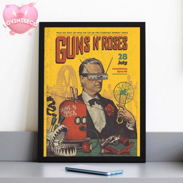 Guns N Roses Art Print At Luxembourg Open Air In Luxembourg City LU On July 28 Featuring Surreal Retro Sci-Fi 2025 Home Decor Poster Canvas