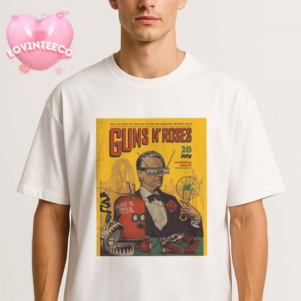 Guns N Roses Art Print At Luxembourg Open Air In Luxembourg City LU On July 28 Featuring Surreal Retro Sci-Fi 2025 Unisex T-Shirt