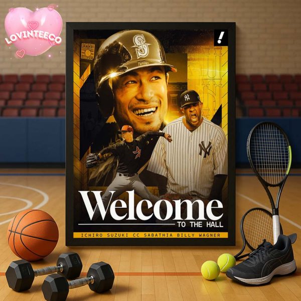 Ichiro Suzuki Hall of Fame Poster At MLB In 2025 Welcome To The Hall With Sabathia And Wagner Home Decor Poster Canvas