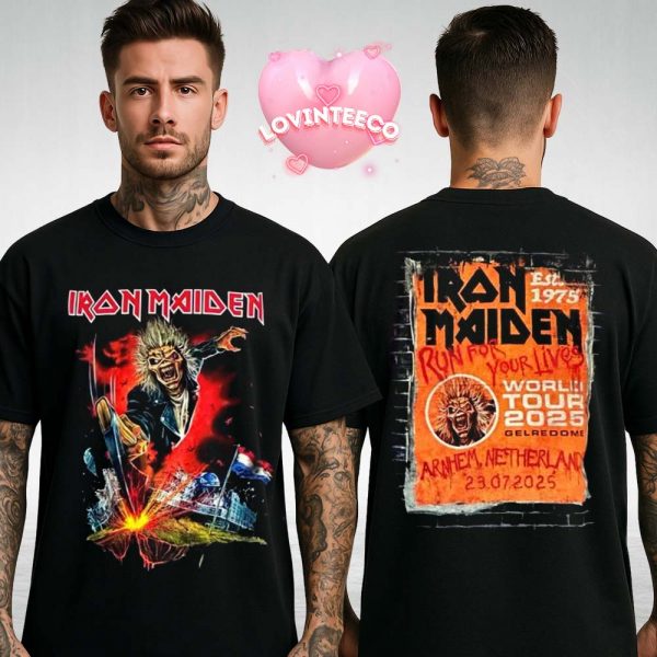 Iron Maiden Run For Your Lives World Tour Netherlands Event Tee Eddie The Head Artwork At GelreDome Stadium Arnhem 23 July 2025 Two Sides Unisex T-Shirt