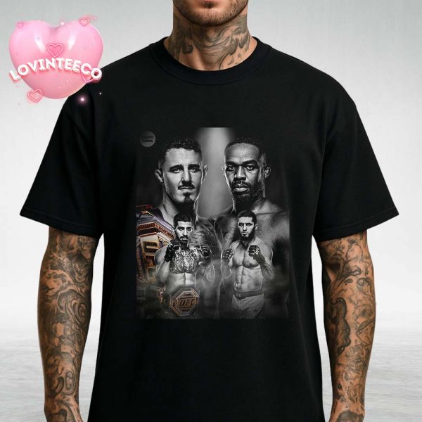 Islam Makhachev Vs Ilia Topuria UFC Superfight Concept With Championship Belts And Faceoff Artwork 2025 Unisex T-Shirt