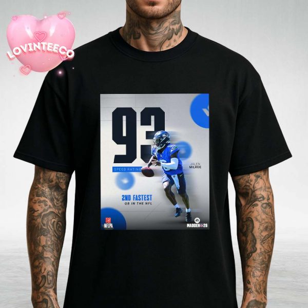 Jalen Milroe Madden 26 Poster Speed Rating 93 Second Fastest QB NFL 2025 Seahawks Unisex T-Shirt