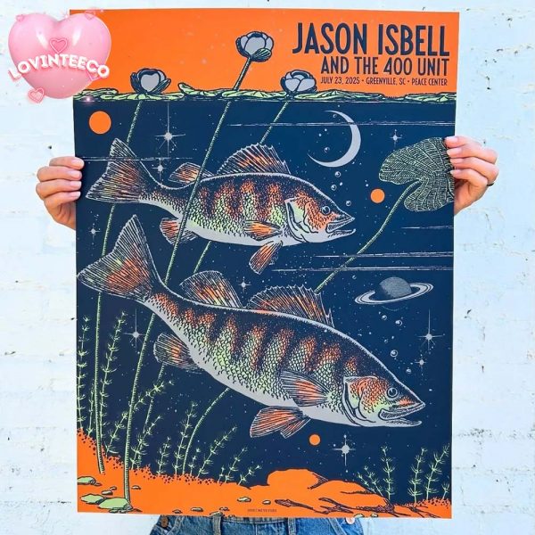 Jason Isbell And The 400 Unit Poster At Peace Center In Greenville SC On July 23 2025 Featuring Cosmic Fish Artwork Vintage Nature Style Home Decor Poster Canvas