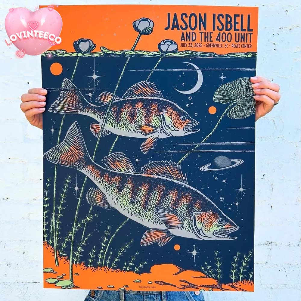 Jason Isbell And The 400 Unit Poster At Peace Center In Greenville SC On July 23 2025 Featuring Cosmic Fish Artwork Vintage Nature Style Home Decor Poster Canvas