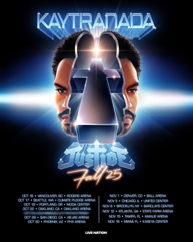 Kaytranada x Justice Tour Poster Fall 2025 North America Concert Dates Electronic Music