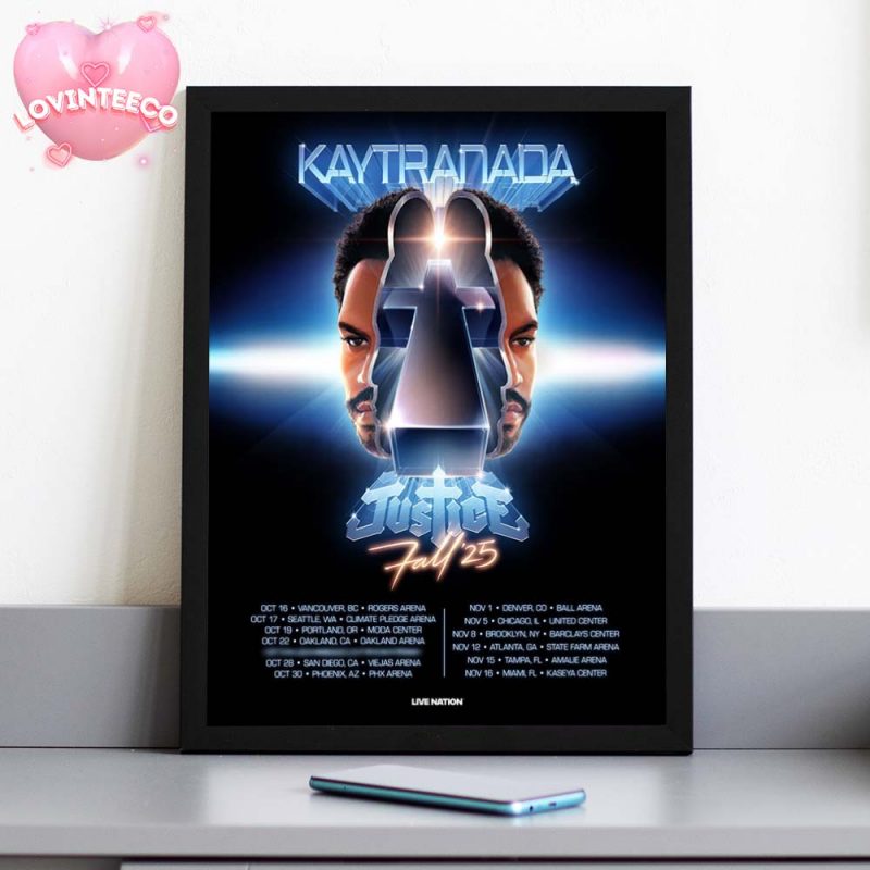 Kaytranada x Justice Tour Poster Fall 2025 North America Concert Dates Electronic Music Home Decor Poster Canvas