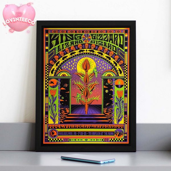 King Gizzard And The Lizard Wizard Poster At TD Pavilion In Philadelphia PA Featuring Psychedelic Alien Fantasy 2025 Home Decor Poster Canvas