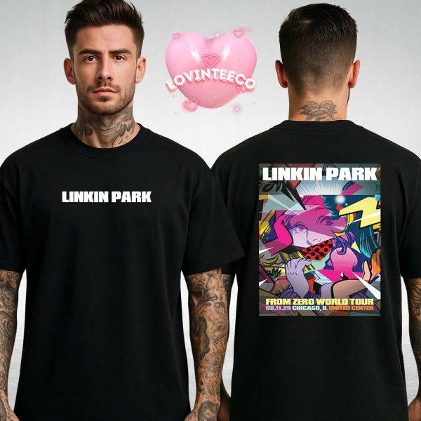 Linkin Park From Zero Tour Pop Art Music Wall Decor At United Center In Chicago IL August 11 2025 Two Sides Unisex T-Shirt
