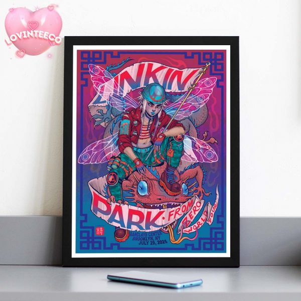 Linkin Park From Zero Tour Poster At Barclays Center In Brooklyn Ny July 29 2025 Fantasy Anime Style Home Decor Poster Canvas