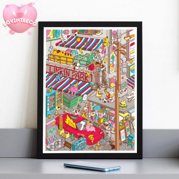 Linkin Park From Zero Tour Poster At Boston Ma July 31 2025 Cartoon Doodle Street Art Home Decor Poster Canvas