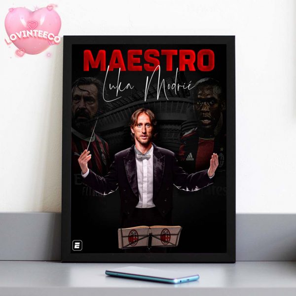 Luka Modric Maestro Poster With AC Milan Suit And Conductor Theme Legendary Midfield Tribute Art Home Decor Poster Canvas
