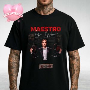 Luka Modric Maestro Poster With AC Milan Suit And Conductor Theme Legendary Midfield Tribute Art Unisex T-Shirt