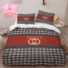 Luxury Gucci Big Logo With Vintage Monogram Pattern Bedding Set