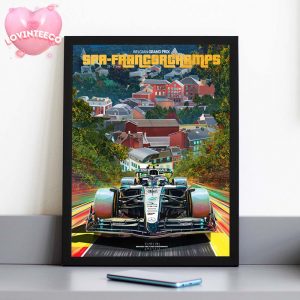 Mercedes F1 Team Poster At Spa-Francorchamps In Belgium Town Circuit View Grand Prix 2025 Home Decor Poster Canvas