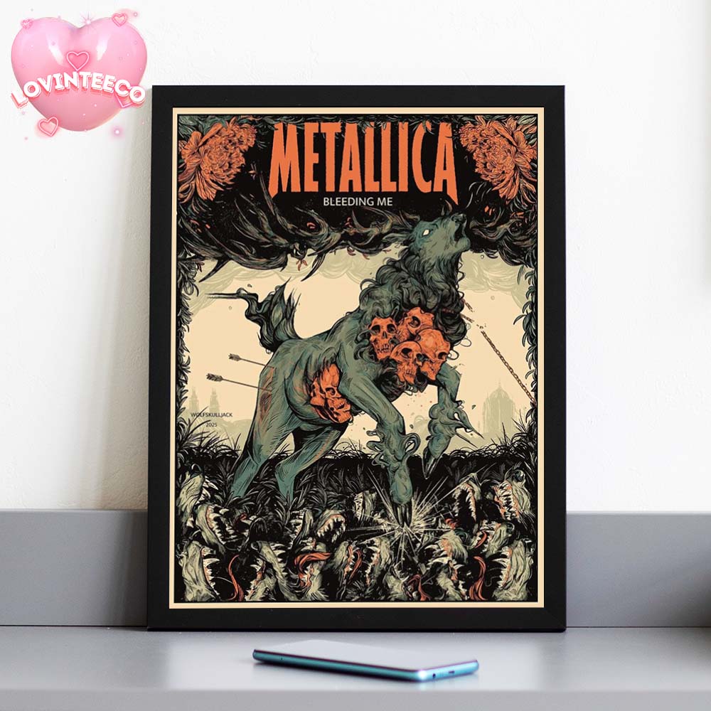 Metallica Poster Bleeding Me Skull Horse Artwork By Wolfskulljack On 2025 Vintage Heavy Metal Style Home Decor Poster Canvas